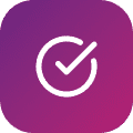 Checkmark icon on purple gradient background.