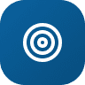 Blue icon with white target symbol.