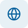 Blue globe icon on dark background.