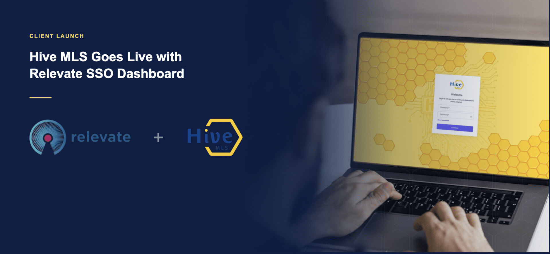 Laptop displaying Hive MLS login screen.