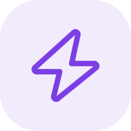 Purple lightning bolt icon on light background.