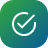 Green checkmark in blue-gradient square icon.