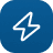 Blue lightning bolt icon on dark background.